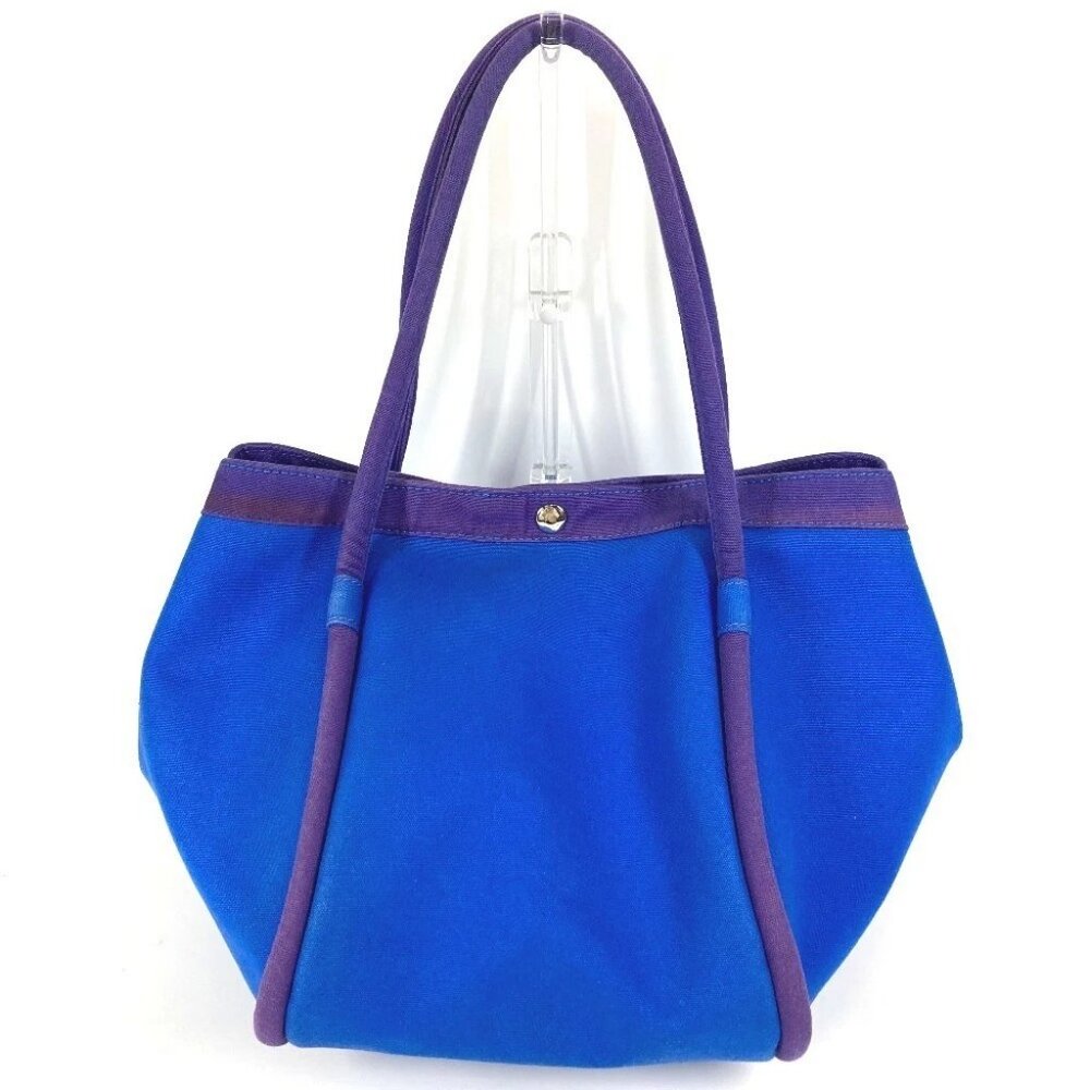 HERMES With porch Sac Baga GM Tote Bag Hand Bag Canvas blue - Picture 2 of 16